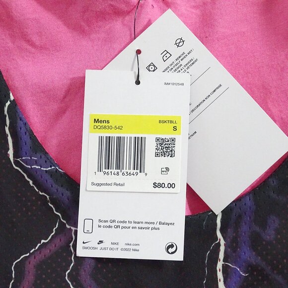 $80 NIKE PREMIUM REVERSIBLE BASKETBALL JERSEY DQ5830-542 GRAPE/PINKSICLE S - Picture 9 of 9